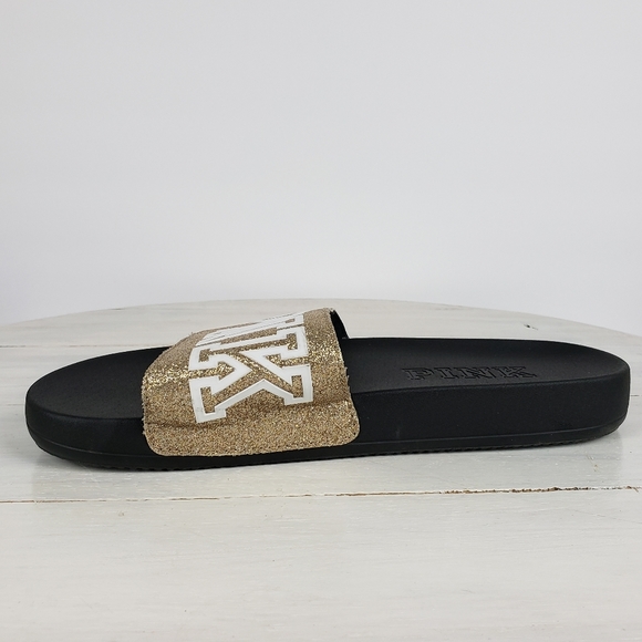 - 394GAP Victoria's Secret VS PINK glitter slides gold - Picture 8 of 11